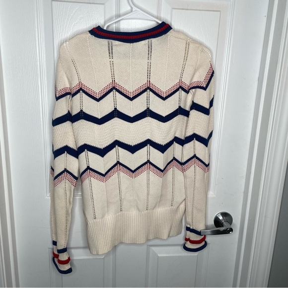 Veronica Beard Kindling Chevron Striped Pointelle Sweater (As Seen on TV) M - Picture 5 of 15